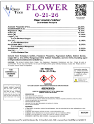 JR Croptech Flower Mix 0-21-26 Water Soluble Fertilizer - 25 Pound